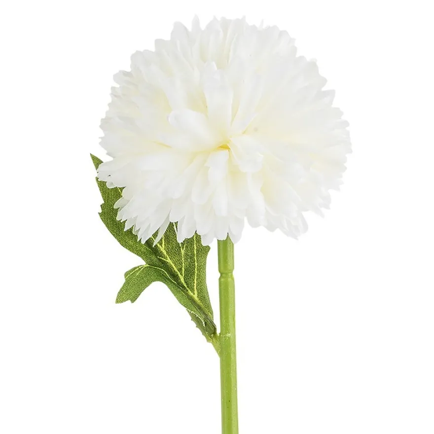 Deko-Blume, Dahlie, 28cm hoch, weiße Blüte, 5 Stück