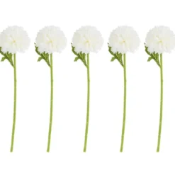 Deko-Blume, Dahlie, 28cm hoch, weiße Blüte, 5 Stück