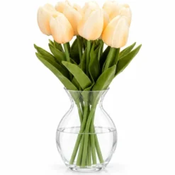 Deko-Blumen, Tulpen, 33cm lang, apricot, realistische Optik, 10 Stück