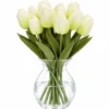 Deko-Blumen, Tulpen, 33cm lang, cremeweiß, realistische Optik, 10 Stück