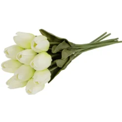 Deko-Blumen, Tulpen, 33cm lang, cremeweiß, realistische Optik, 10 Stück