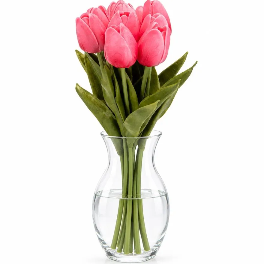 Deko-Blumen, Tulpen, 33cm lang, pink, realistische Optik, 10 Stück