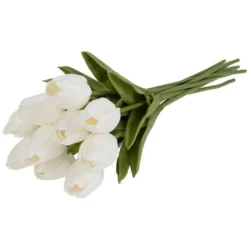 Deko-Blumen, Tulpen, 33cm lang, weiß, realistische Optik, 10 Stück
