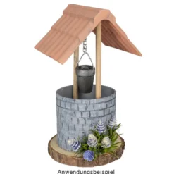 Deko-Brunnen mit Dach und Floristik, 21cm x 12,8cm x 11,2cm, Rohling, weiß