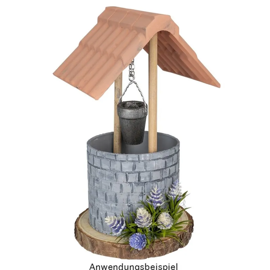 Deko-Brunnen mit Dach und Floristik, 21cm x 12,8cm x 11,2cm, Rohling, weiß