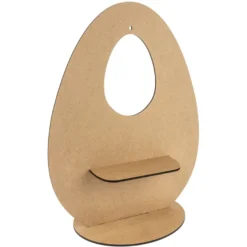 Deko-Ei aus Holz zum Aufstellen, Design 3, 30cm x 23,3cm, mit eiförmiger Aussparung & Podest
