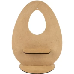 Deko-Ei aus Holz zum Aufstellen, Design 3, 30cm x 23,3cm, mit eiförmiger Aussparung & Podest