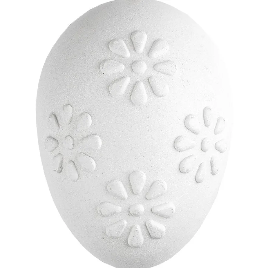 Deko-Eier, Ø 4cm, 5,8cm hoch, weiß, geprägte Ornamentik, 10 versch. Designs, 10 Stück