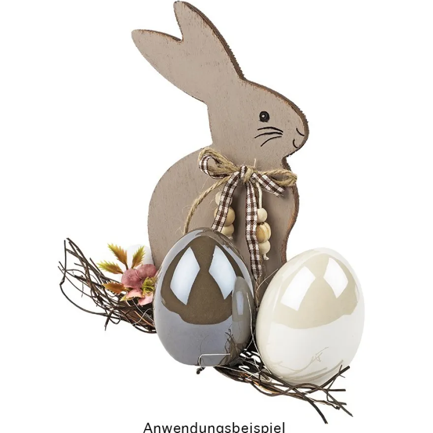 Deko-Eier, Perlmutt, 8cm hoch, Ø 6cm, creme, taupe, mint, rosé, 4 Stück
