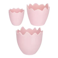 Deko-Eierschalen, zum Befüllen & Aufstellen, verschiedene Größen, pastellrosa, 3 Stück