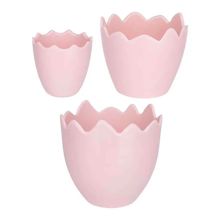 Deko-Eierschalen, zum Befüllen & Aufstellen, verschiedene Größen, pastellrosa, 3 Stück