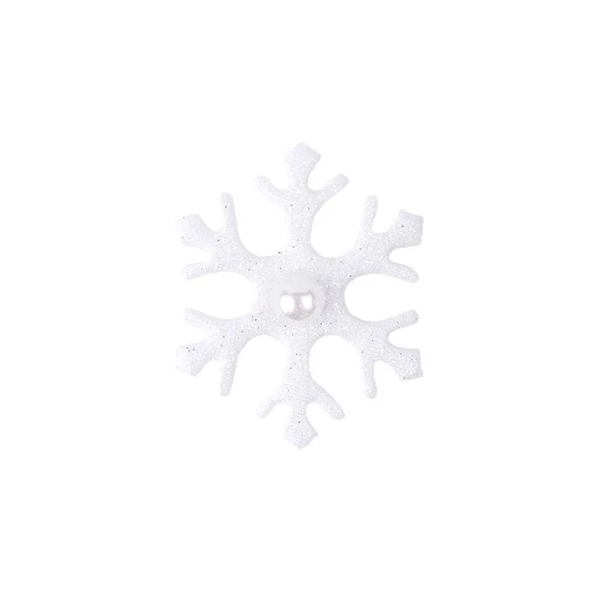Deko-Eiskristalle, Ø 3,5cm, weiß mit Glitzer, 24 Stück