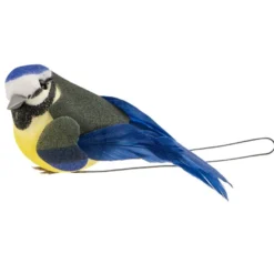 Deko-Federvögel, Blaumeisen, 2,2cm x 5,5cm x 3cm, 10 Stück