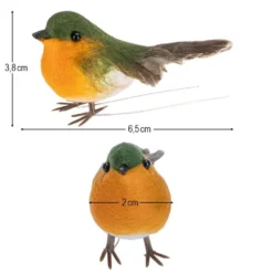 Deko-Federvögel, Rotkehlchen, 2cm x 6,5cm x 3,8cm, 10 Stück