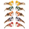 Deko-Federvögel, Sortierung 4, 2,2cm x 5cm x 2,5cm, 5 Farben, 10 Stück