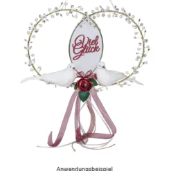 Deko-Federvögel, Taubenpaar 2, 5,3cm x 13cm x 6,7cm, weiß, 4 Stück