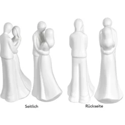 Deko-Figur, Brautpaar 2, 20,9cm x 9,8cm x 7,2cm, matt-weiß
