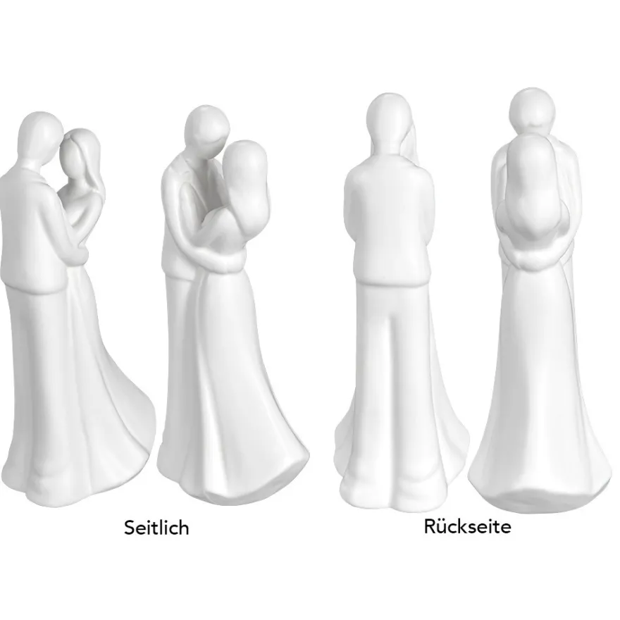 Deko-Figur, Brautpaar 2, 20,9cm x 9,8cm x 7,2cm, matt-weiß