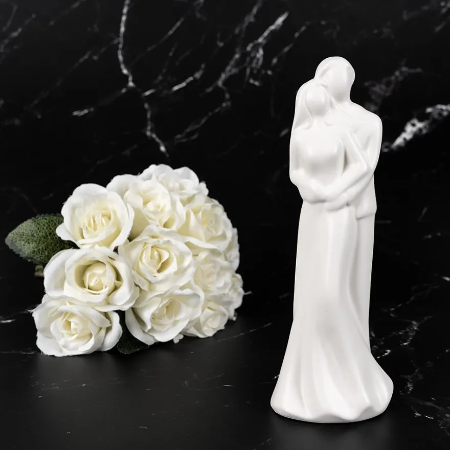 Deko-Figur, Brautpaar 1, 20,8cm x 7,5cm x 6cm, matt-weiß