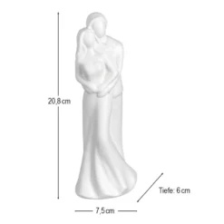 Deko-Figur, Brautpaar 1, 20,8cm x 7,5cm x 6cm, matt-weiß