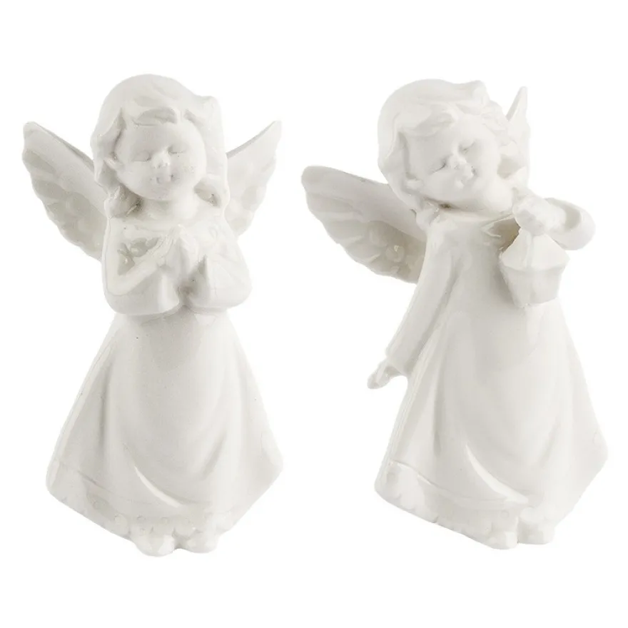 Deko-Figuren, Engel, 8cm / 8,5cm hoch, stehend, 2 Stück