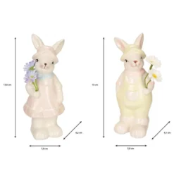 Deko-Figuren, Hasenpaar mit Blumen, 2 Stück