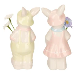 Deko-Figuren, Hasenpaar mit Blumen, 2 Stück