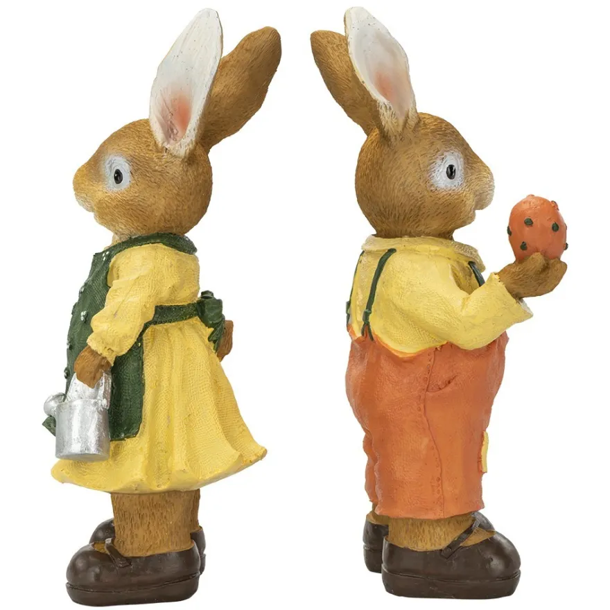 Deko-Figuren, Hasenpaar mit Möhren & Osterei, 19cm hoch, 2 Stück