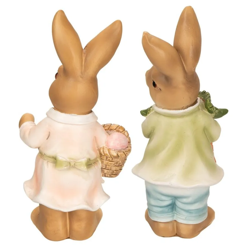 Deko-Figuren, Hasenpaar mit Möhren & Ostereiern 2, Mädchen, 2 Stück