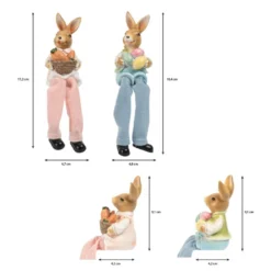 Deko-Figuren, Hasenpaar mit Schlenkerbeinen 1, Mädchen und Junge, 2 Stück