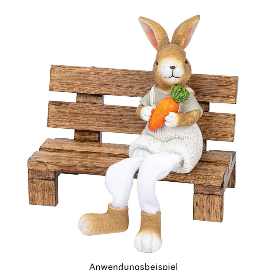 Deko-Figuren, Hasenpaar mit Schlenkerbeinen 2, Kantenhocker, 2 Stück