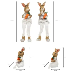 Deko-Figuren, Hasenpaar mit Schlenkerbeinen 2, Kantenhocker, 2 Stück