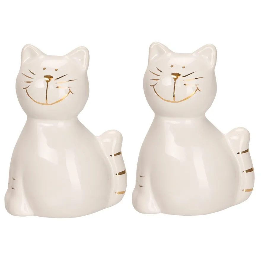 Deko-Figuren, Katzen, 5,8cm x 4,5cm x 7,8cm, 2 Stück