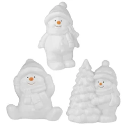 Deko-Figuren, Schneemänner 2, 3 Designs & Größen, weiß, 3 Stück