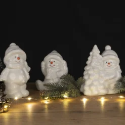 Deko-Figuren, Schneemänner 2, 3 Designs & Größen, weiß, 3 Stück