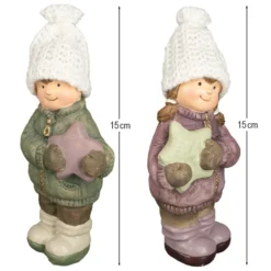 Deko-Figuren, Winterkinder, 15cm hoch, 2 Stück