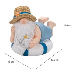 Deko-Figur, Wichtel auf Schwimmring 2, 17,2cm x 13cm x 14,9cm