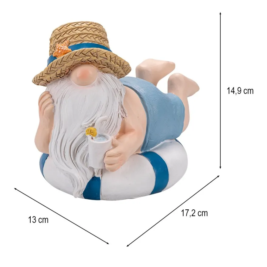 Deko-Figur, Wichtel auf Schwimmring 2, 17,2cm x 13cm x 14,9cm