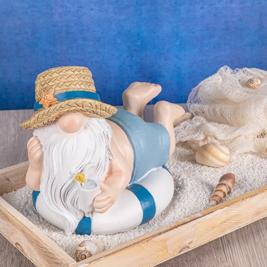 Deko-Figur, Wichtel auf Schwimmring 2, 17,2cm x 13cm x 14,9cm
