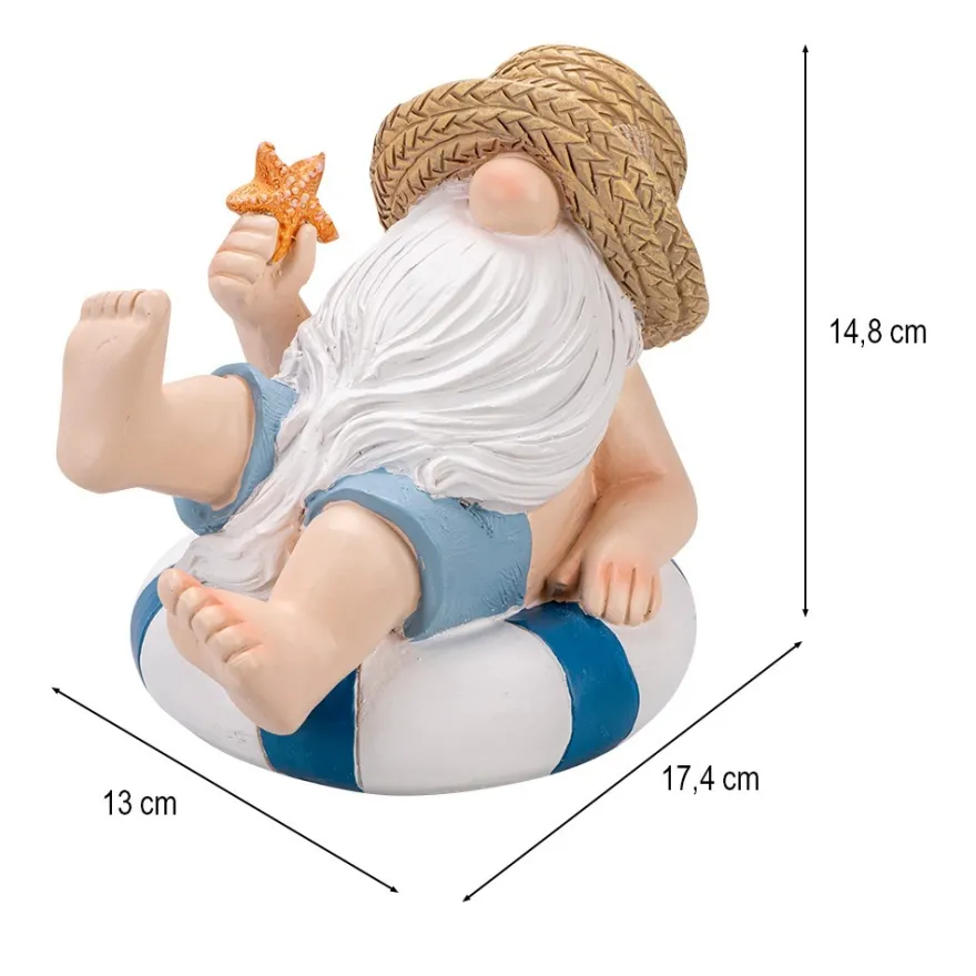 Deko-Figur, Wichtel auf Schwimmring 1, 17,4cm x 13cm x 14,8cm
