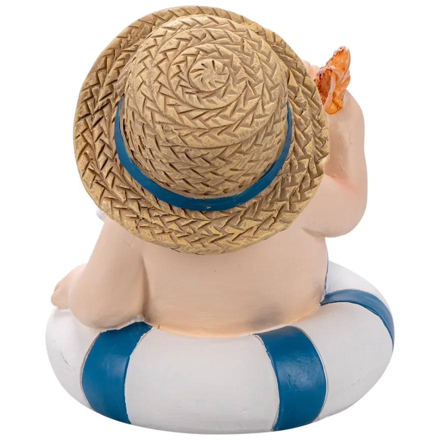 Deko-Figur, Wichtel auf Schwimmring 1, 17,4cm x 13cm x 14,8cm
