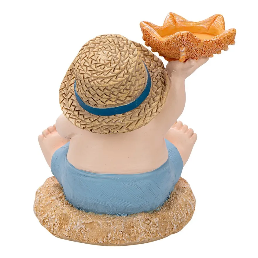 Deko-Figur, Wichtel mit Seestern, 15,8cm x 13,2cm x 17cm