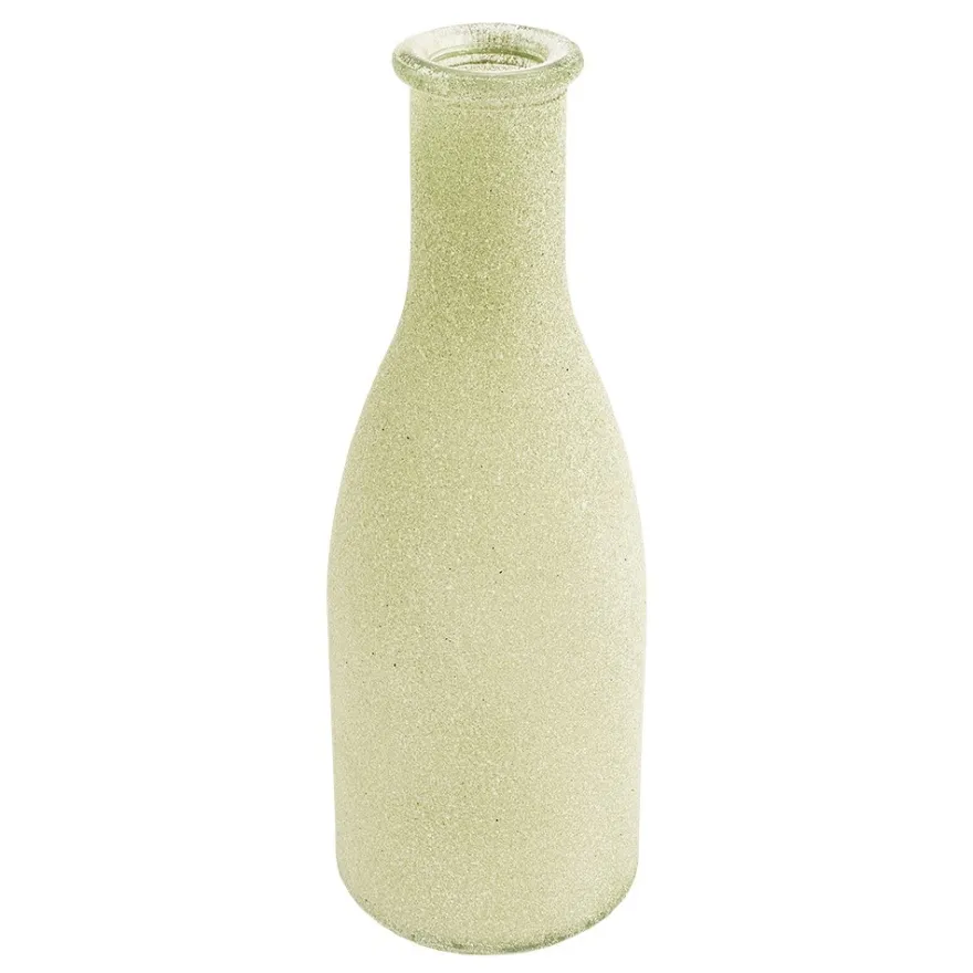 Deko-Flasche, Ø 6cm, 18cm, gefrostet grün