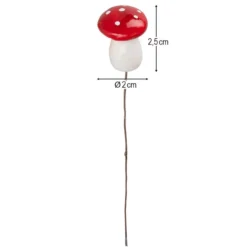 Deko-Fliegenpilze am Draht, 11cm lang, 8 Stück