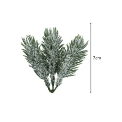 Deko-Floristik, Tannenzweige, 7cm, je 3 zusammenhängende Zweige, grün, beschneit, 15 Stück