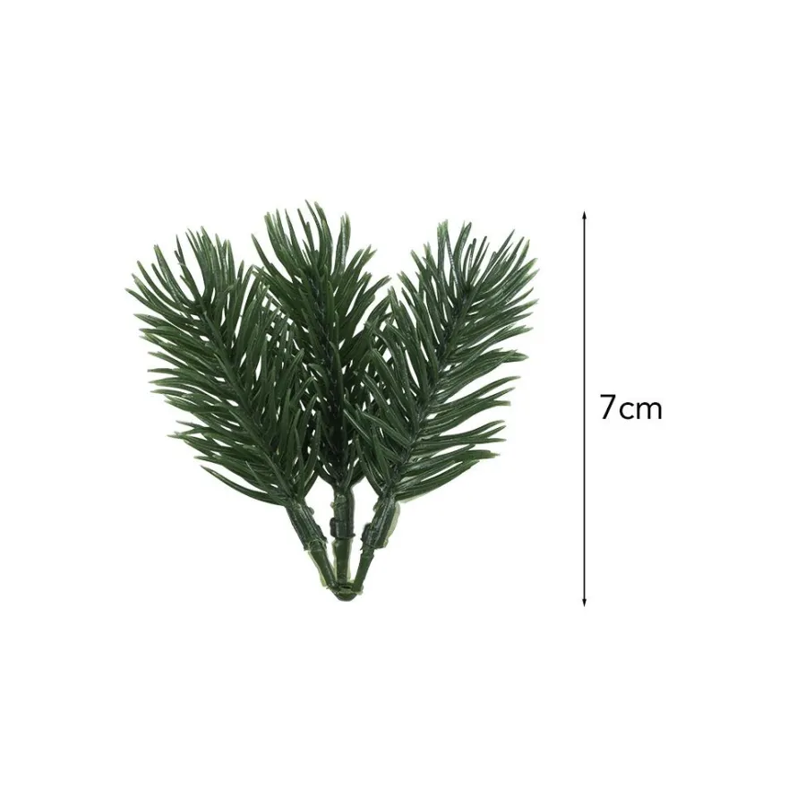 Deko-Floristik, Tannenzweige, 7cm, je 3 zusammenhängende Zweige, grün, 15 Stück