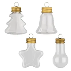 Deko-Formen, Rohlinge, zum Befüllen, Stern, Tannenbaum, Glocke, Tropfen, transparent, 4 Stück