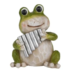 Deko-Frosch mit Panflöte, 13,5cm hoch, 11cm breit