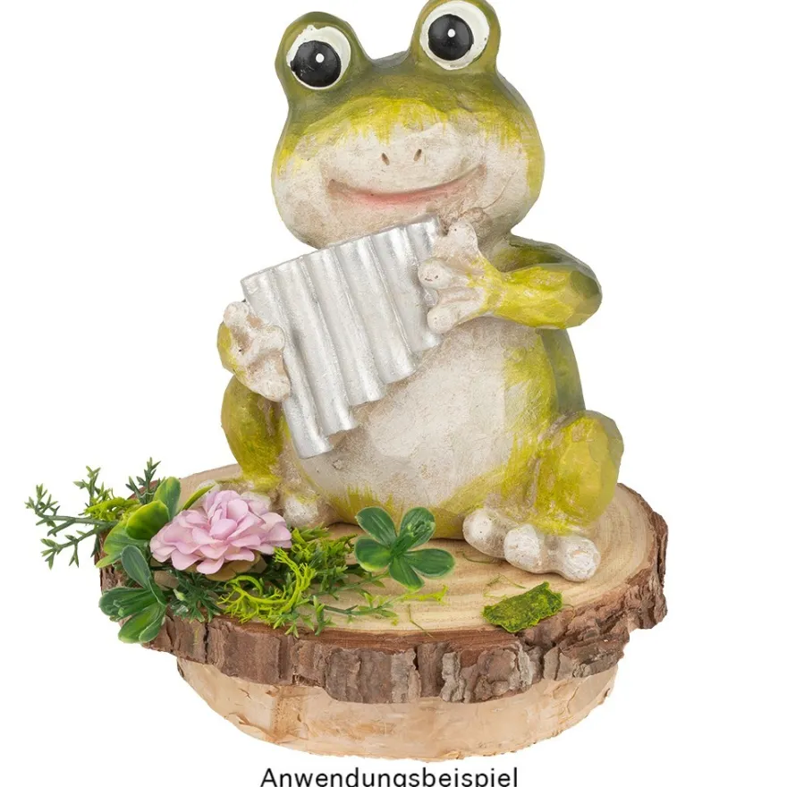 Deko-Frosch mit Panflöte, 13,5cm hoch, 11cm breit