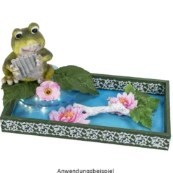 Deko-Frosch mit Panflöte, 13,5cm hoch, 11cm breit